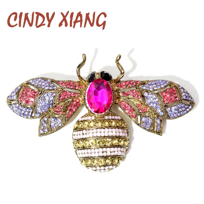 

CINDY XIANG 2 Colors Available Rhinestone Large Bee Brooches for Women Colorful Insect Big Brooch Pin Vintage Jewelry Good Gift