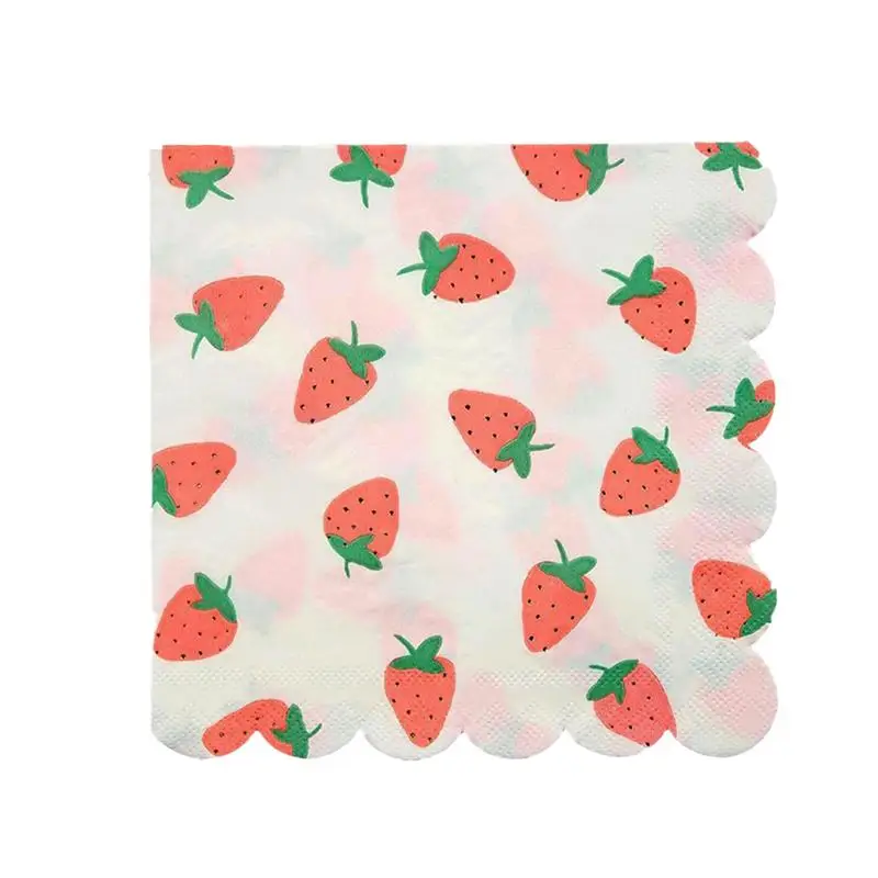

16pcs Strawberry Printing Beautiful Creative Disposable Napkins Practical Napkin Decor Napkins for Party Gathering Festival