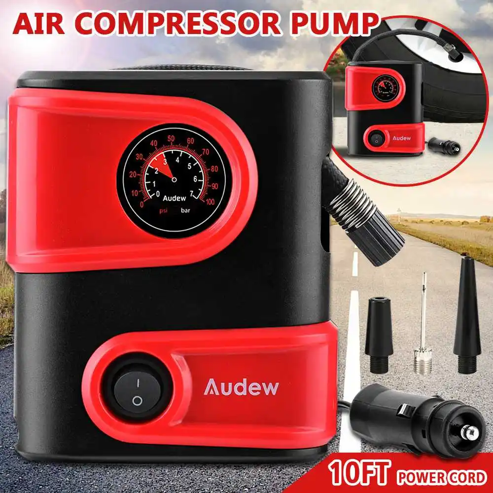 Günstige Auto Luft Kompressor Aufblasbare Pumpe DC12V 100PSI Outlet Kompakte Tragbare Auto Reifen Pumpe Inflator für Auto Fahrräder Motorräder