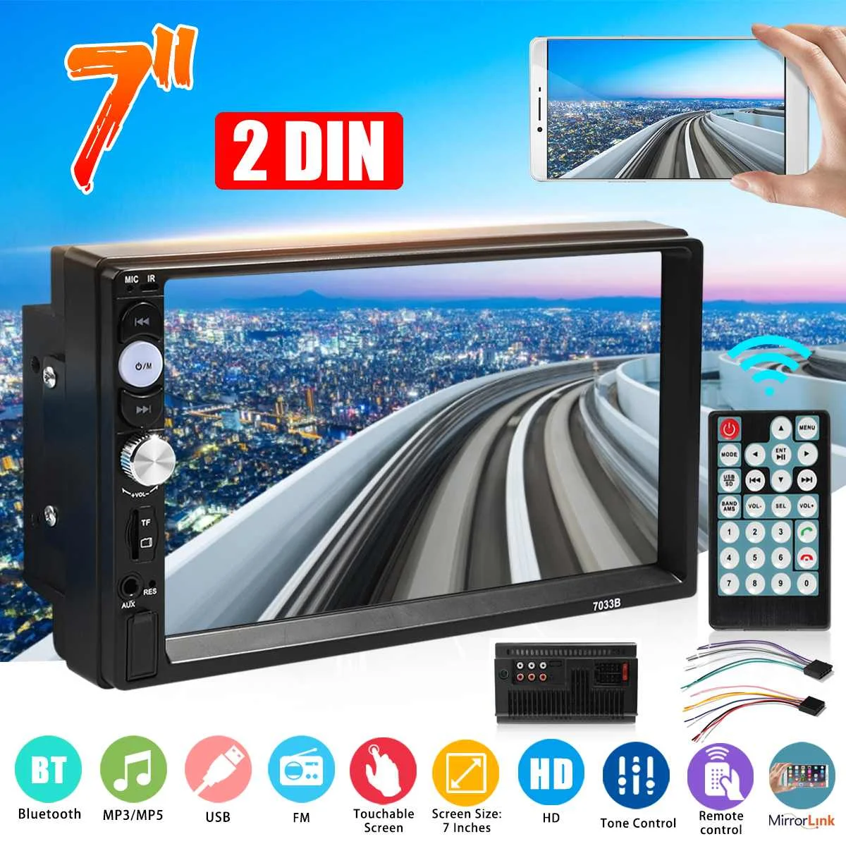 

7 2 Din WINCE System 12V Universal Car Multimedia Player MP3 MP4 FM bluetooth Stereo Raido Video Audio Multimedia Player