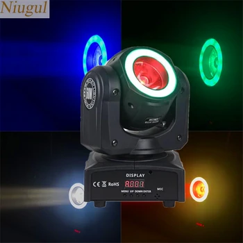 

RGBW 60W LED Beam Light With LED Light Strips Halo,DMX512 Wash Beam Moving Head Lights For DJ Disco Bar LED Stage Spot Lighting