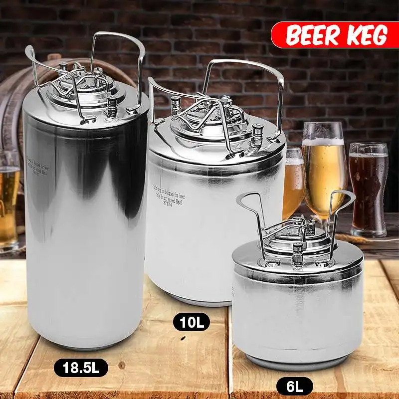 

6/10/18.5L Stainless Steel Homebrew Growler Mini Keg Beer Growler Leak Proof Top Lid Beer Bottle Home Brewing Making Bar Tool