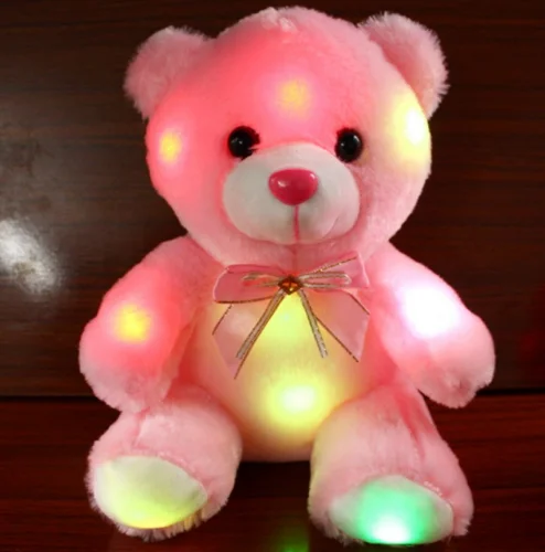 

2018 Hot Sale Kid Baby Girls Toys 25CM LED Flash Light Colorful Luminous Cute Bear Plush Doll Children Toy Gifts