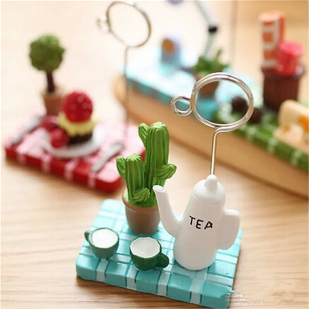 1pc Micro Landscape Card Holder Teapot Strawberry Tree Desktop Photo