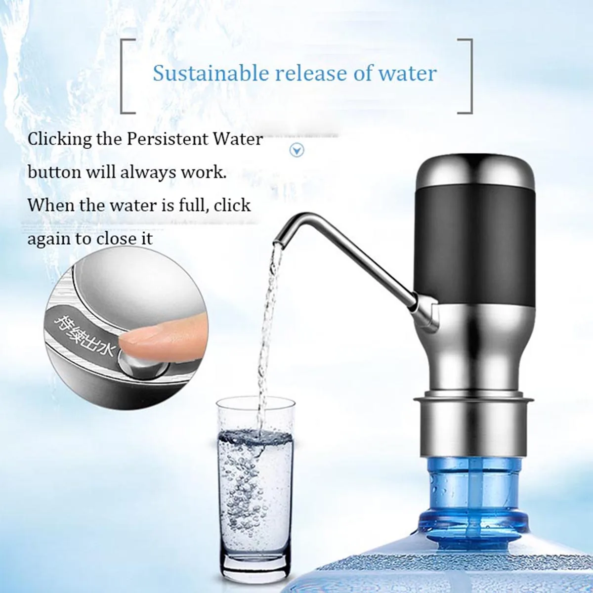 

Rechargeable Automatic Electric Portable Water Pump Dispenser Drinking Bottle Switch Button Drinking Suction Water Dispenser