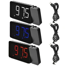 Регулируемый светодиодный FM радио проектор Повтор Настольный будильник