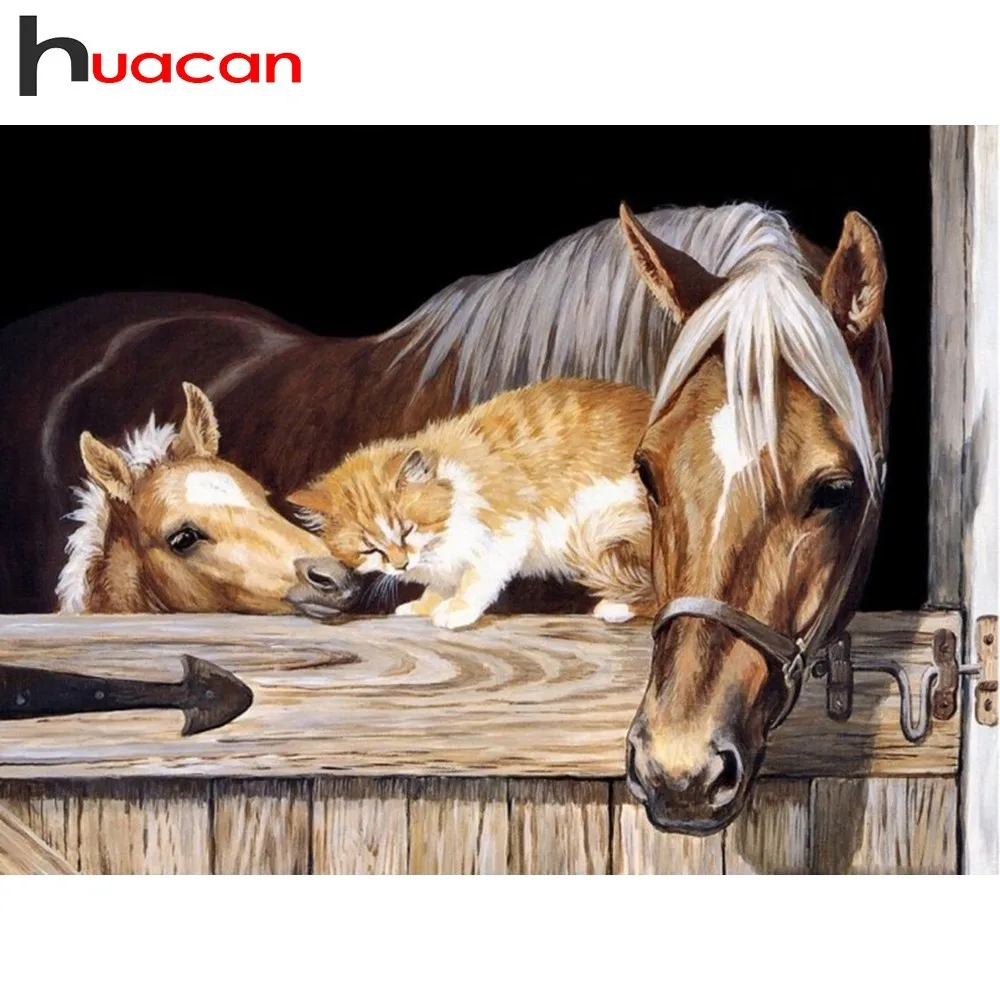 

Huacan Diamond Mosaic Sale Animals Picture Of Rhinestones 5D Diamond Painting Horse Full Square Diamond Embroidery Handicraft