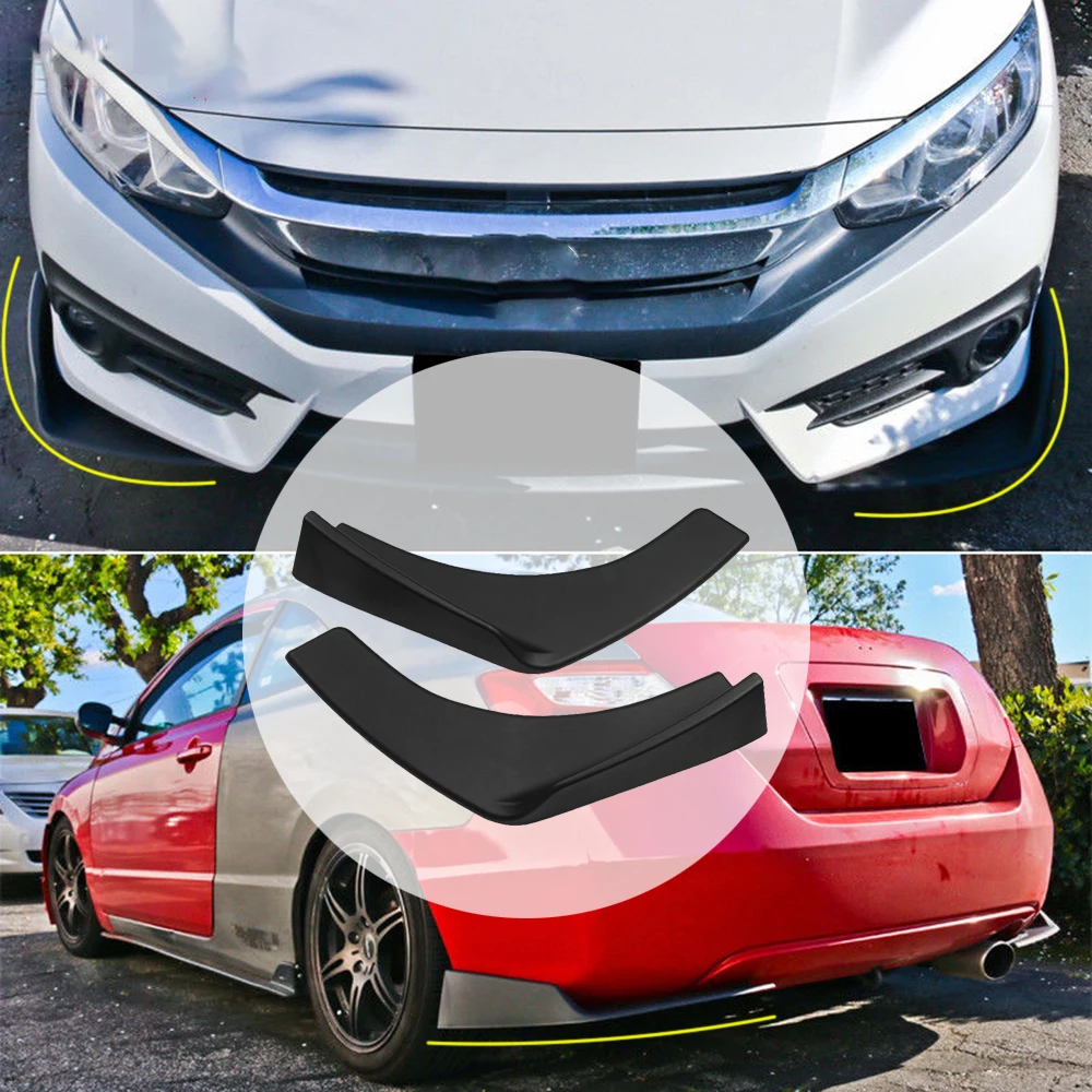 

2PC Universal Fit PP Front Rear Bumper Lip Splitters Winglets Canards Car Accessories
