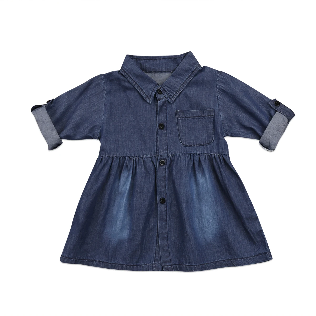 

Kids Baby Girls Denim Jeans One Picece Princess Dress Long Sleeve Costume
