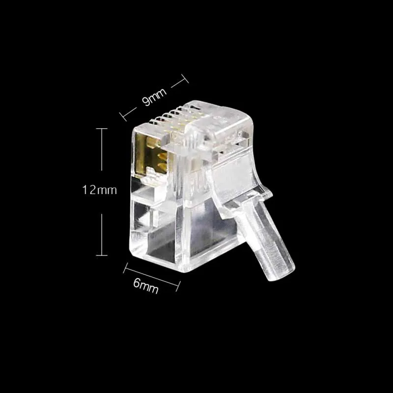 Ethernet Network Plug 20/50/100PCS/lot RJ11 6P2C 6P4C 6P6C Telephone Internet Modular Plug Jack RJ11 Connector RJ-11 Crystal Heads Gold-Plated 6U