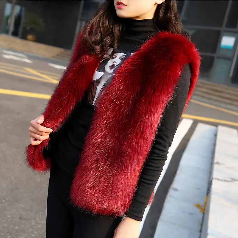 red fur vest