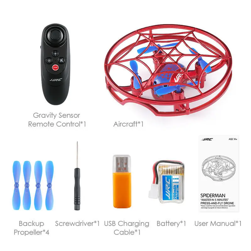 2018 New Hot JJRC H64 For Spiderman G-Sensor Control Voice Prompt Altitude Hold Mode RC Drone Quadcopter Blue Red