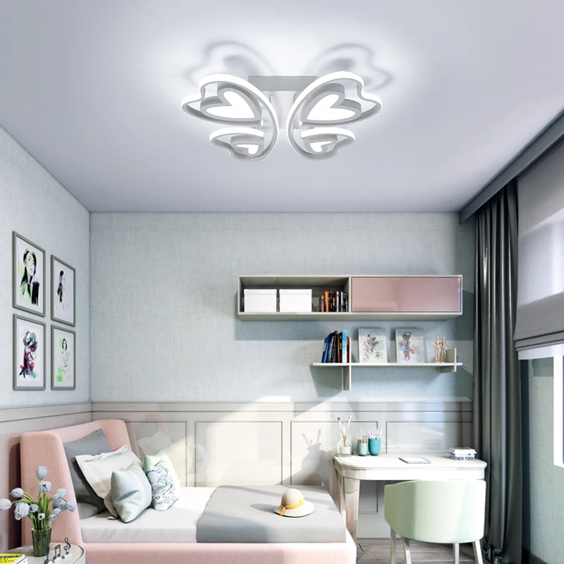 

DX Art Decor Led Ceiling Lights Nordic Luminaire For Living Room Hearts Butterfly Fixture Remote Control Lamp Dimmable Lustre