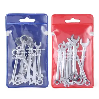 

10pcs Mini Metal Combination Offset Spanner Wrenches Set Key Ring Spanner