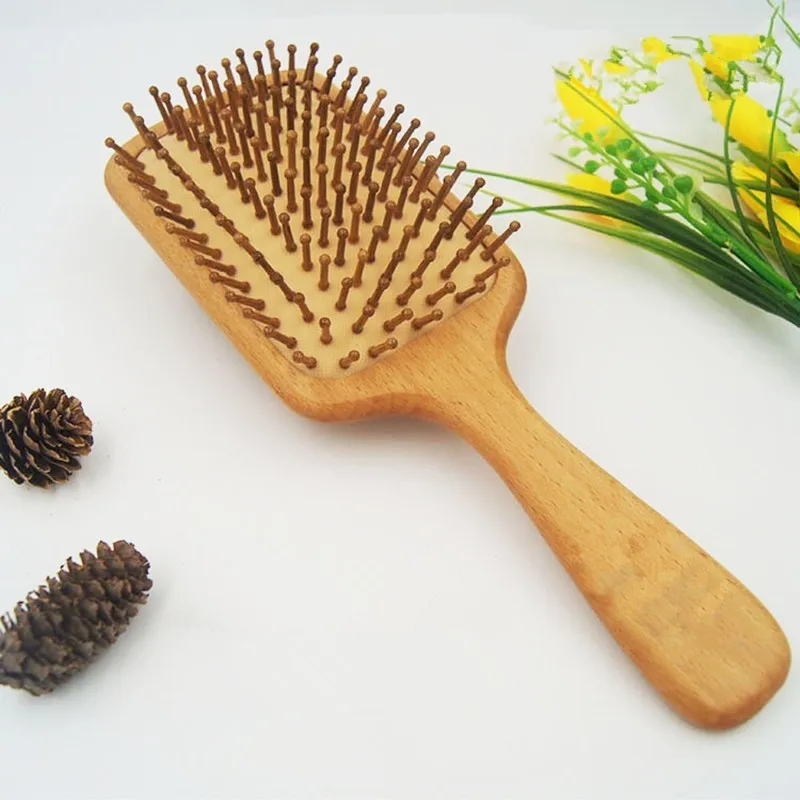 Cuidado do Cabelo Pente de Madeira Escova de Cabelo Ferramenta de Estilo Cabeça de Massagem Promover a Circulação Massagem Escova Antiestática Spa
