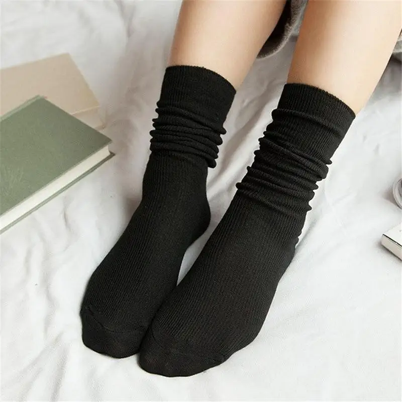 Cotton Socks Women Solid Color Retro Long Thin Socks Ankle Boot Hosiery