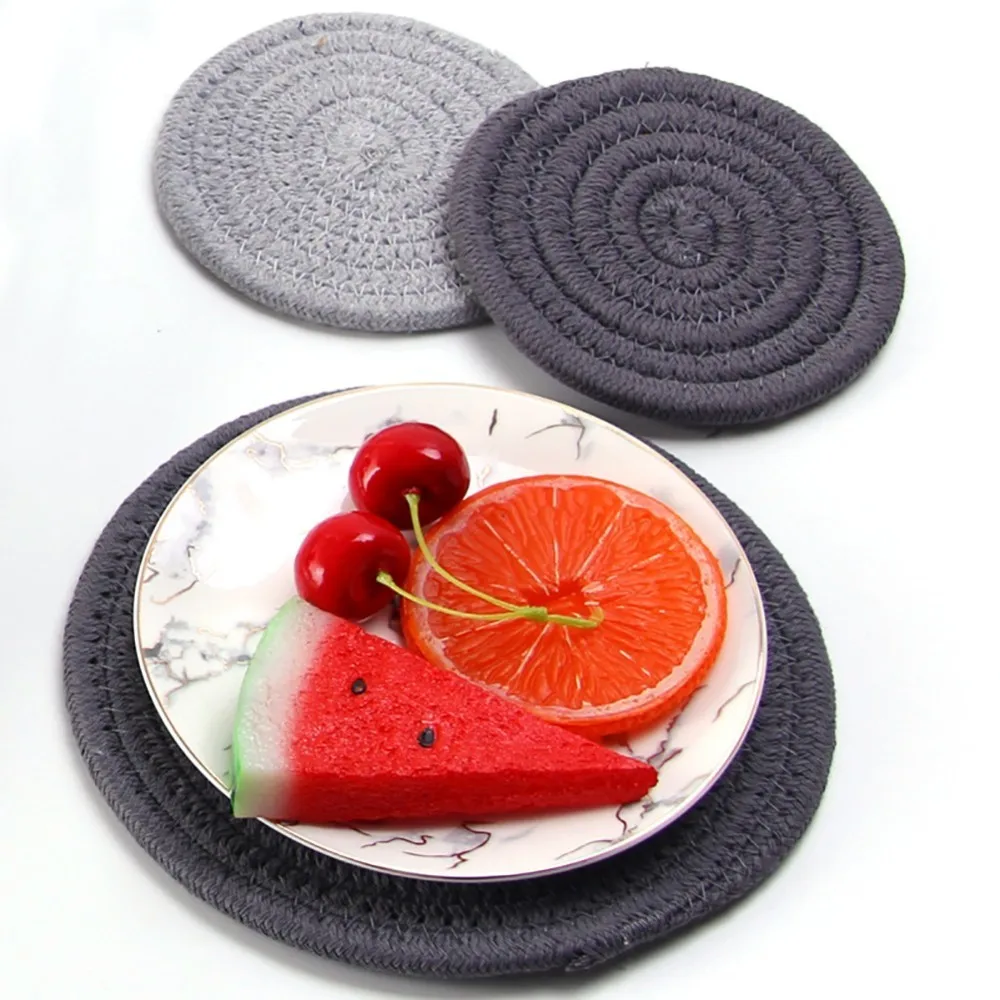 1pc Placemat Pad Coasters Kitchen Table Mats For Dining Table Tableware Pad Hand-made Cotton Rope Woven Bowl Coaster Mat 1pc Placemat Pad Coasters Kitchen Table Mats For Dining Table Tableware Pad Hand-made Cotton Rope Woven Bowl Coaster Mat