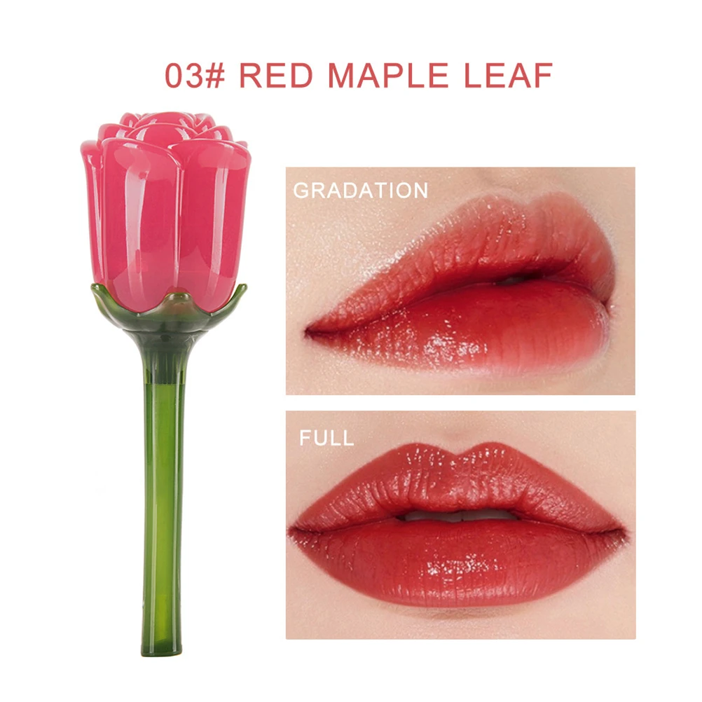 

1Pcs Rose Flower Shape Plump Lip Gloss Anti-dry Moisturizing Long Lasting Non-stick Liquid Lipstick