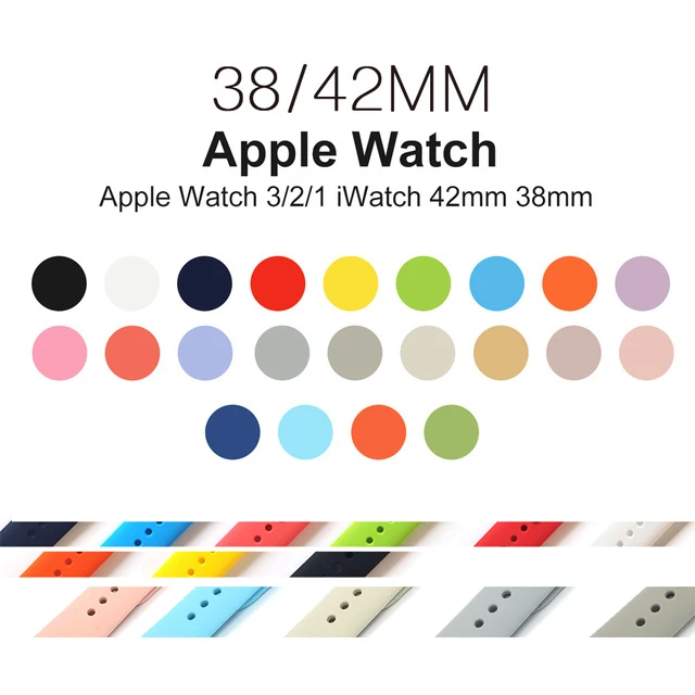 Силиконовый спортивный ремешок для Apple Watch Series 321 сменный ремешок для часов я смотреть ремешки для часов iwatch 42 мм 44 40 38
