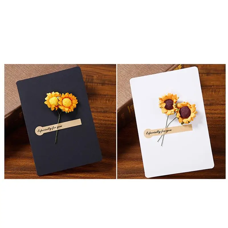  6pcs Paper Greeting Cards With Dried Flower Thank You Cards Christmas Gift Cards Sunflower Invitati - 33008996272