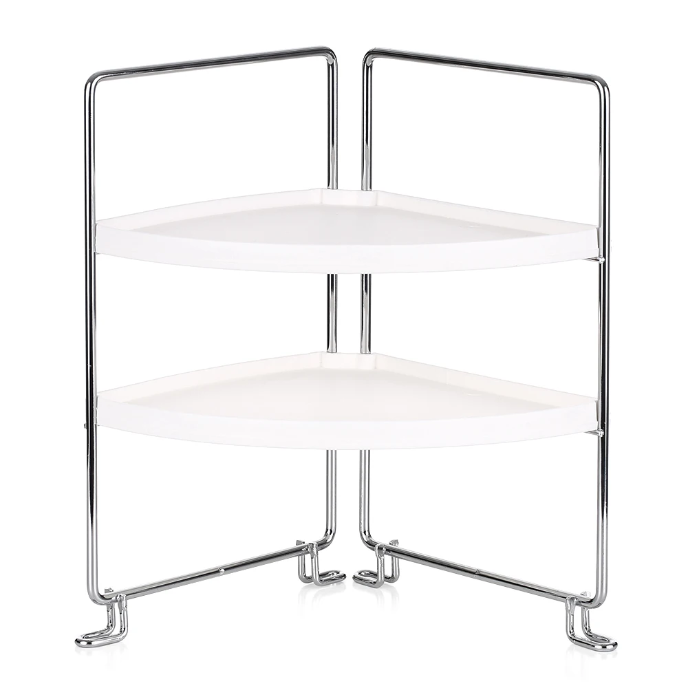

2-Tier Storage Shelf Stand Corner Freestanding Storage Rack Stackable Organizer Shelf for Kitchen Bathroom Countertop Cabinet