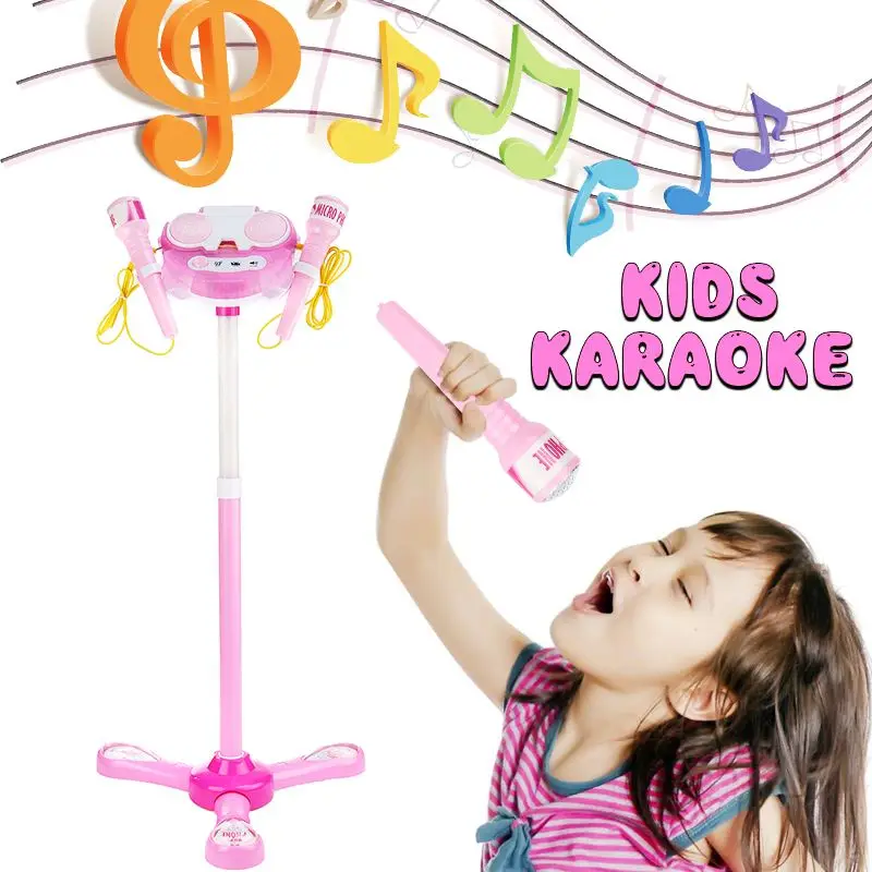 

Micphone Toy Kids Music Play Toys Set Adjustable Stand With 2 Microphones Karaoke Machine Baby Singing Toy Baby Microphone