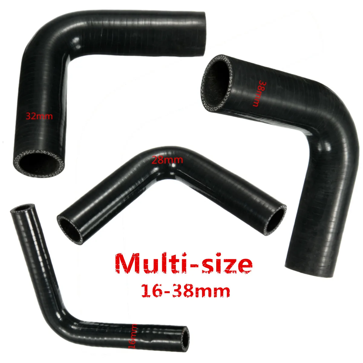 

Multi-size 90 Degree Car Turbo Black Silicone Intercooler Boost Hose Pipe Elbows Bends