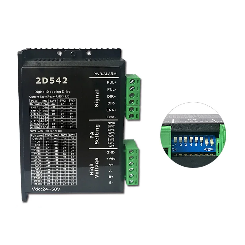

Digital Two-phase Stepper Motor Driver Stepper Motor Controller 1.0-4.2A 24-50VDC for Nema 17 23 Stepper Motor