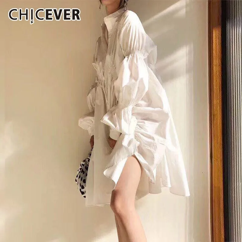 CHICEVER Летняя Повседневная однотонная Асимметричная драпированная женская