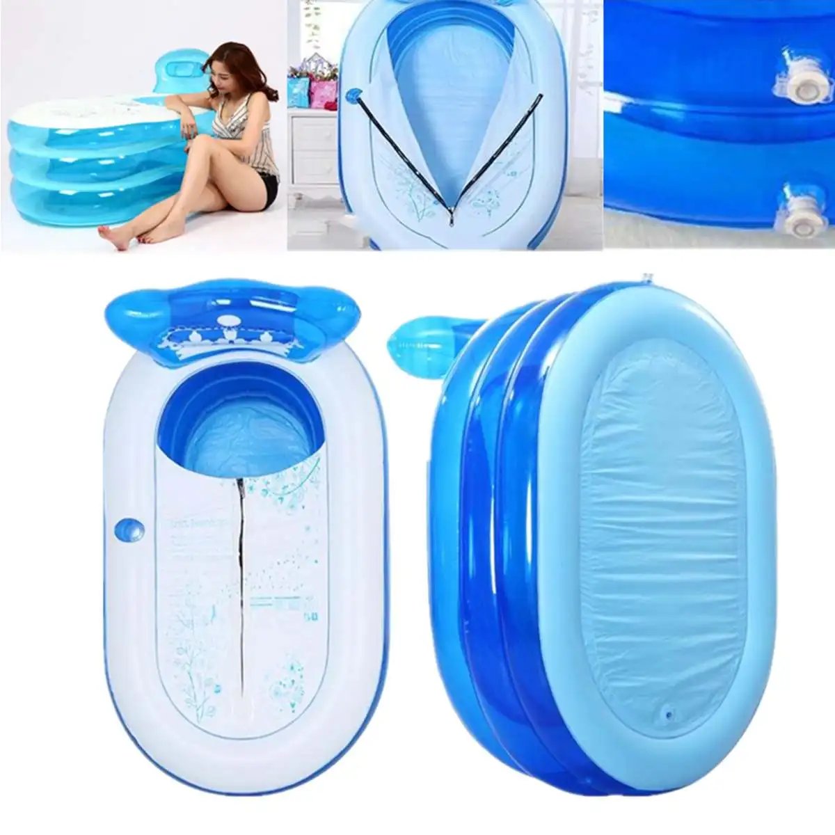 

130x70x70cm Inflatable Adult Bath Tub Portable Foldable Thicken Indoor SPA Swimming Pool Household Bathtub Kids Toy Ball Pool