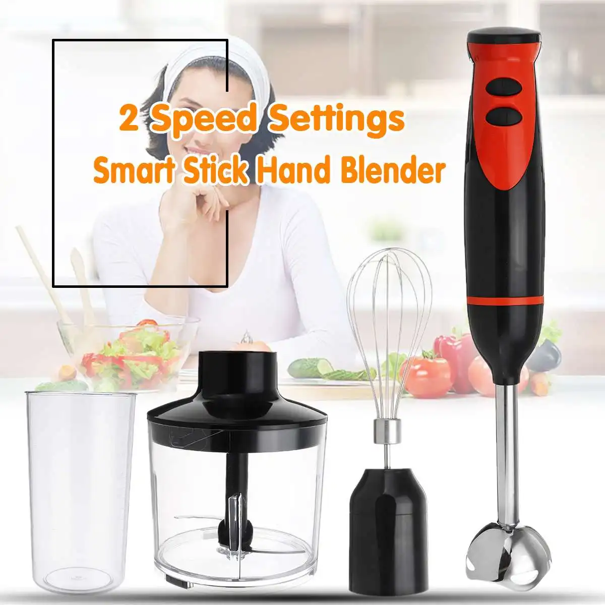 

2 Speed 300W EU 220V Smart Stick HandBlenders 4 in 1 set for Kitchen Whisk Beaker Juicer Mixer Smoothie Baby Kitchen Appliances