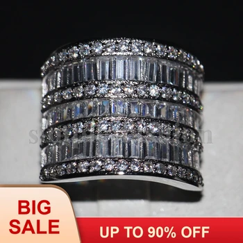 

Unique Big Women wedding band ring Cocktail Jewelry 925 Sterling silver T Shape AAAAA zircon cz Female Engagement Ring