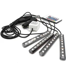 LED Auto Lampada Decorativa di RGB interni Atmosfera Luce 4 pz/set 7 Colore decorazione di controllo a distanza Striscia DRL Car Styling Senza Fili