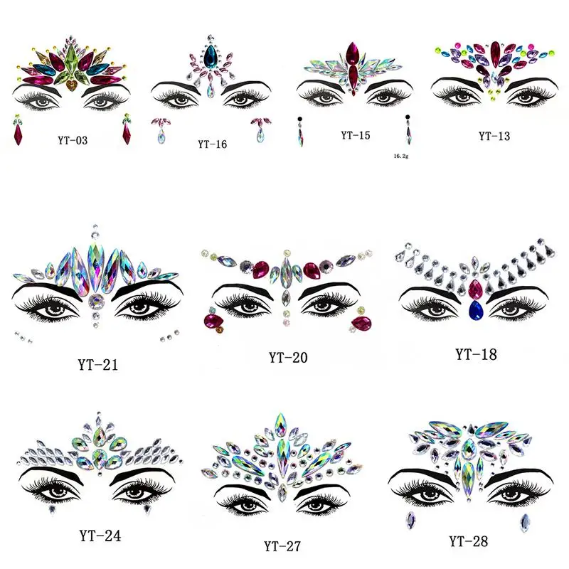 1 قطعة عيد الميلاد DIY الحاجب الوجه الجسم الفن لاصق كريستال بريق جواهر مهرجان حزب العين لصاقات وشم ماكياج عيد الميلاد ديكور 40