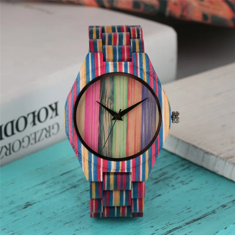

Unique Wood Watch for Women Creative Corlorful Exquisitely Wooden Watches Quartz Watch Women Watches Brand Luxury