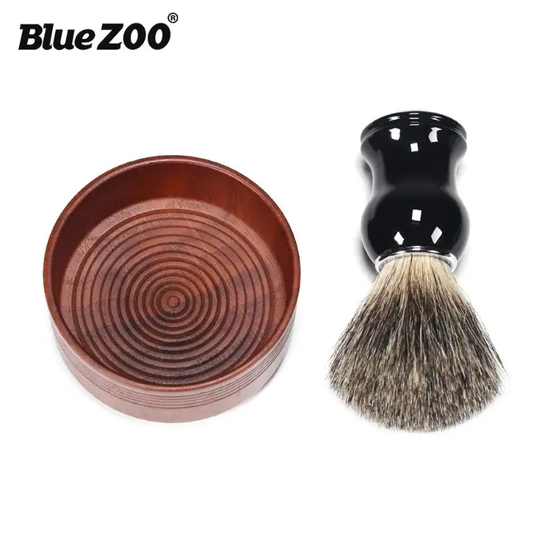 Bluezoo деревянная щетка для бритья, чаша для бороды, бритва, крем для бритья, мыльница, Мужская Очищающая кружка для мыла, крем для бритья и пенка
