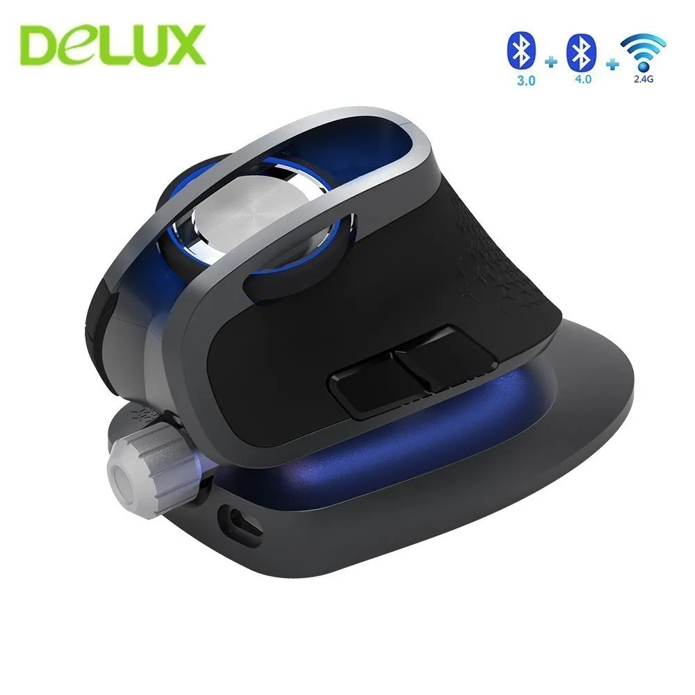 Вертикальная беспроводная мышь Delux M618X Bluetooth 3 0 4 эргономичная перезаряжаемая