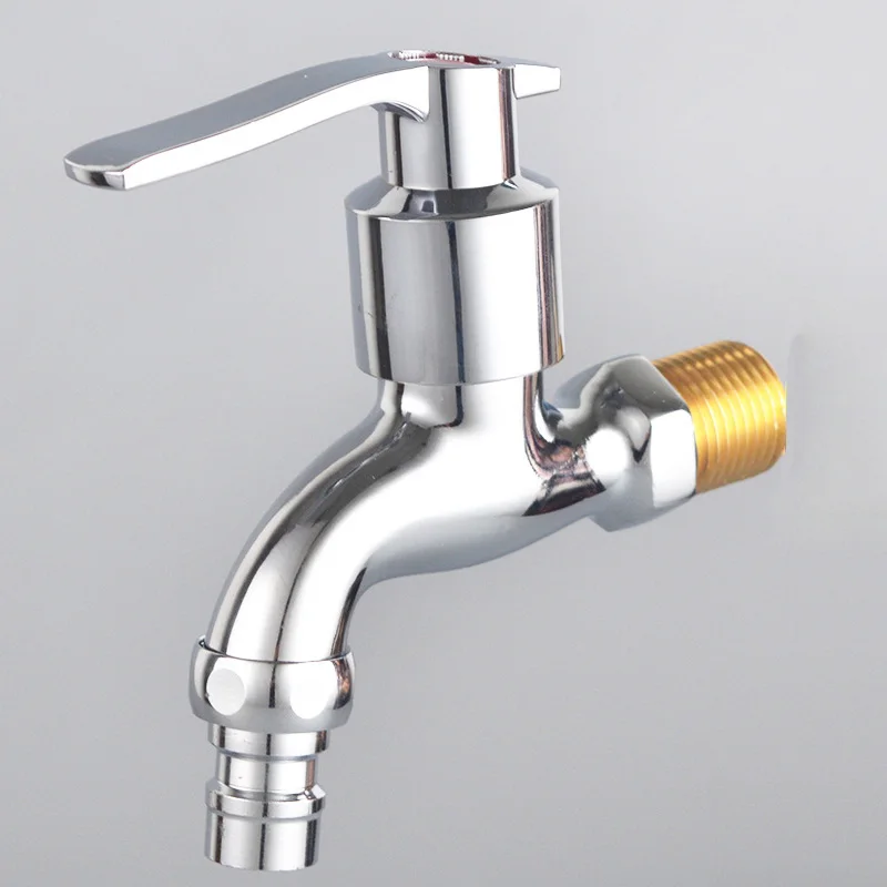 

Chrome Silver Wall Mount Bibcock Tap Decorative Outdoor Garden Taps Washing Machine Mop WC Fast Open Single Cold Faucet