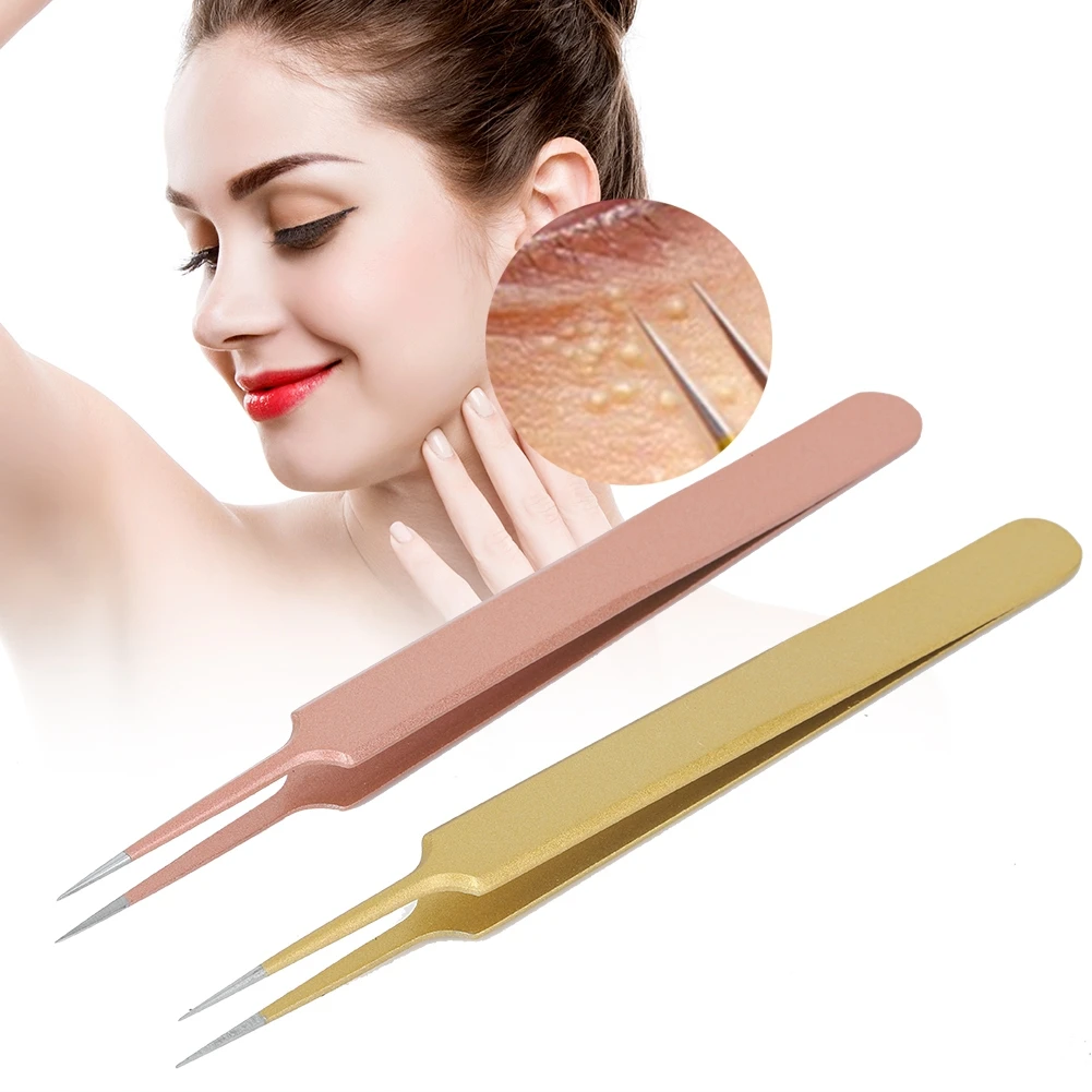 Инструмет для удаления черных точек из розового золота Сталь прямо в горошек вакуумный очиститель пор Acne клип Удаление прыщей лица с очищающим средством для пятен, Чистка Пор, инструменты