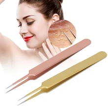 Инструмет для удаления черных точек из розового золота Сталь прямо в горошек вакуумный очиститель пор Acne клип Удаление прыщей лица с очищающим средством для пятен, Чистка Пор, инструменты