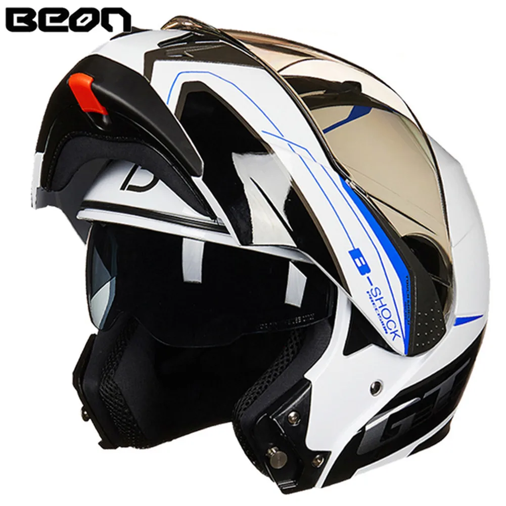 

BEON Flip up Motorcycle Helmet Modular Open Full Face Helmet Moto Casque Casco Motocicleta Capacete Dual Visors Helmets ECE