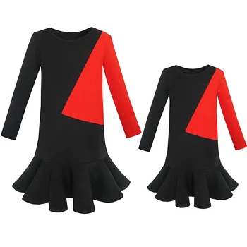 

Parent-child Mother Daughter Dress Color Block Contrast 2020 Summer Princess Wedding Party Dresses Children Clothes Pageant