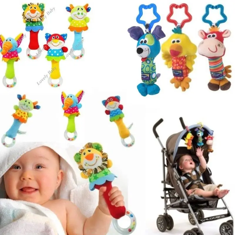 

Cute Infant Animal Rattles Toy Baby Boy Girl Soft Cartoon Handbells Rattles Mobiles Stroller Bell Toy Developmental