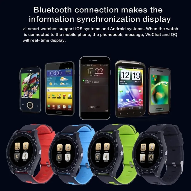 Z1 Смарт часы для женщин и детей мужские с sim картой Bluetooth телефоном сенсорным
