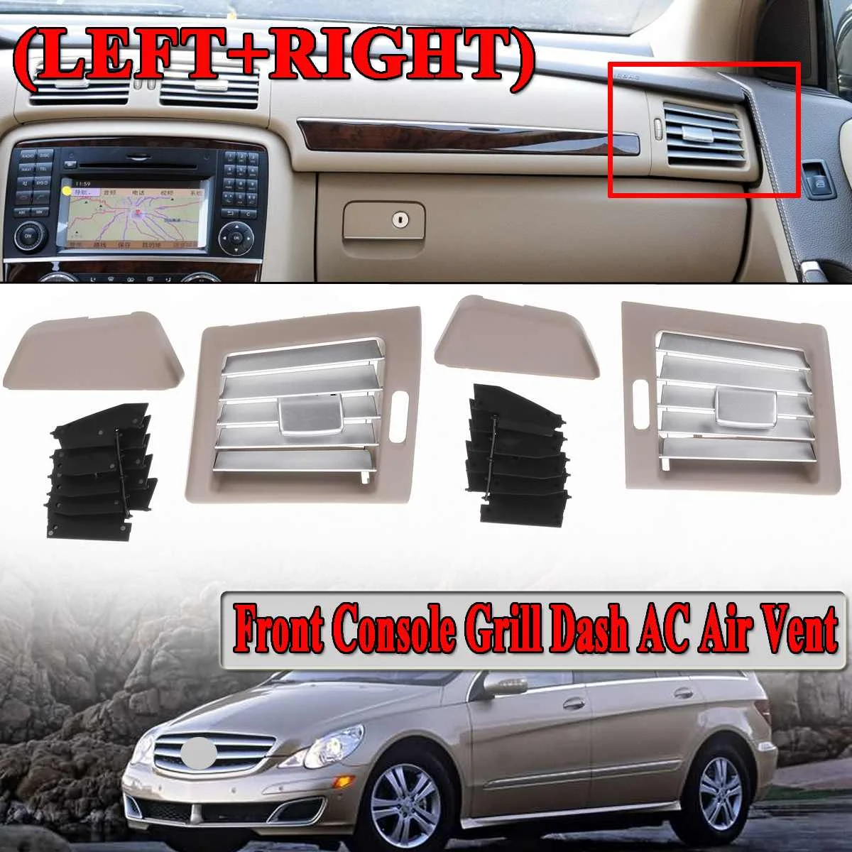

Car Front Inner Console Grill Dash A/C Air Vent Cover Trim For Mercedes For Benz W251 R280 R300 R320 R350 R500 R63AMG 2006-2013