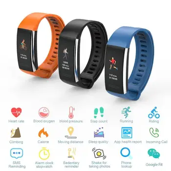 

Smart Bracelet Waterproof Heart Rate Blood Pressure Blood Oxygen Monitor Call Information Reminder Wristband