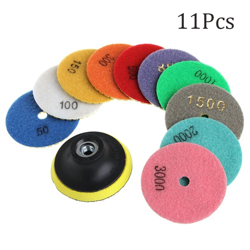 

11pcs/Set Diamond Polishing Pad Marble Concrete Stone Grinding Buffing Disc Tool