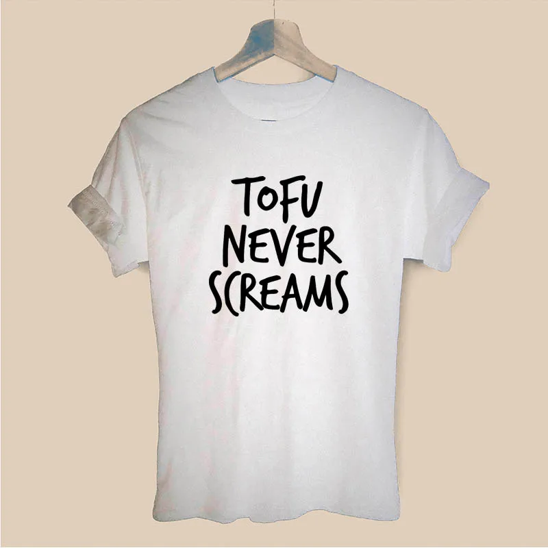 مصنع بالطاقة التوفو أبدا صرخات الحيوان نباتي نباتي تي شيرت مضحك Teeshirt المرأة الملابس عارضة قصيرة الأكمام قمم المحملات