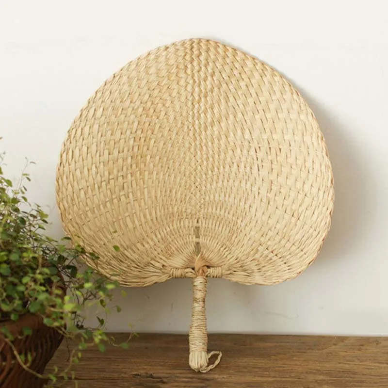 

Cool Baby Mosquito Repellent Fan Summer Manual Straw Hand Fans Palm Leaf