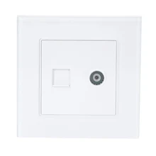 Socket Glass Panel Square 2 Gangs Wall Computer and TV Without Plug adapter 10 A Residential / General-Purpose Non-Grounding livolo manufacture grey glass panel 2 gangs wall computer and tv socket outlet vl c791vc 15 without plug adapter